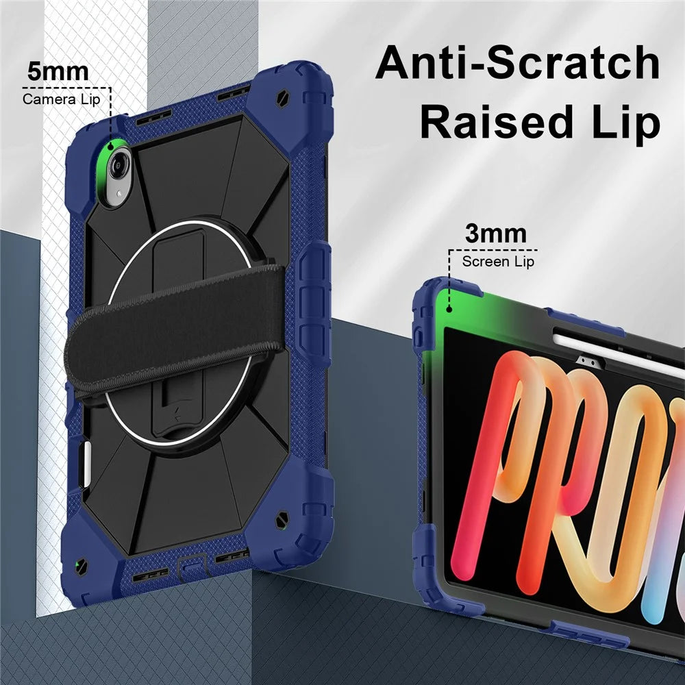 For Lenovo Idea Tab Pro Gen 2 / Xiaoxin Pad Pro 13 Case Silicone + PC Kickstand Tablet Cover with Handy Strap / Shoulder Strap - Navy Blue / Black - 4