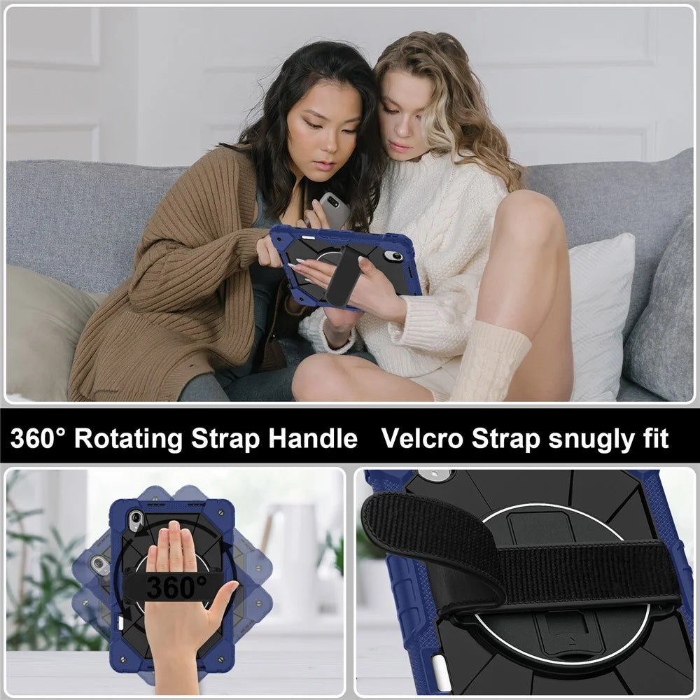 For Lenovo Idea Tab Pro Gen 2 / Xiaoxin Pad Pro 13 Case Silicone + PC Kickstand Tablet Cover with Handy Strap / Shoulder Strap - Navy Blue / Black - 5