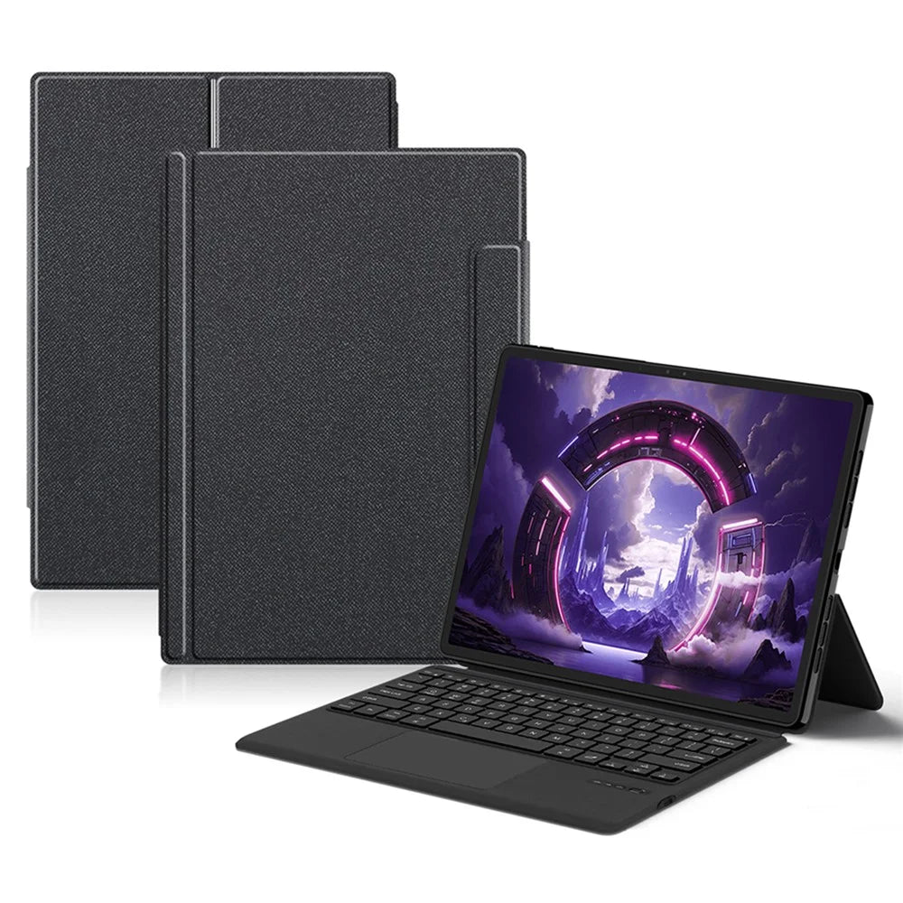 For Lenovo Legion Y900 Leather Case + Touchpad Bluetooth-Compatible Keyboard (without Backlit) - Black - 1