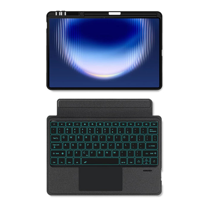 For Huawei MatePad Pro Max Leather Case + Bluetooth-Compatible Keyboard with Backlight Trackpad - Black - 3