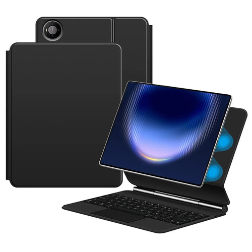 For Huawei MatePad Pro Max Magnetic Floating Bluetooth-Compatible Keyboard (English) + Leather Tablet Case - Black - 1