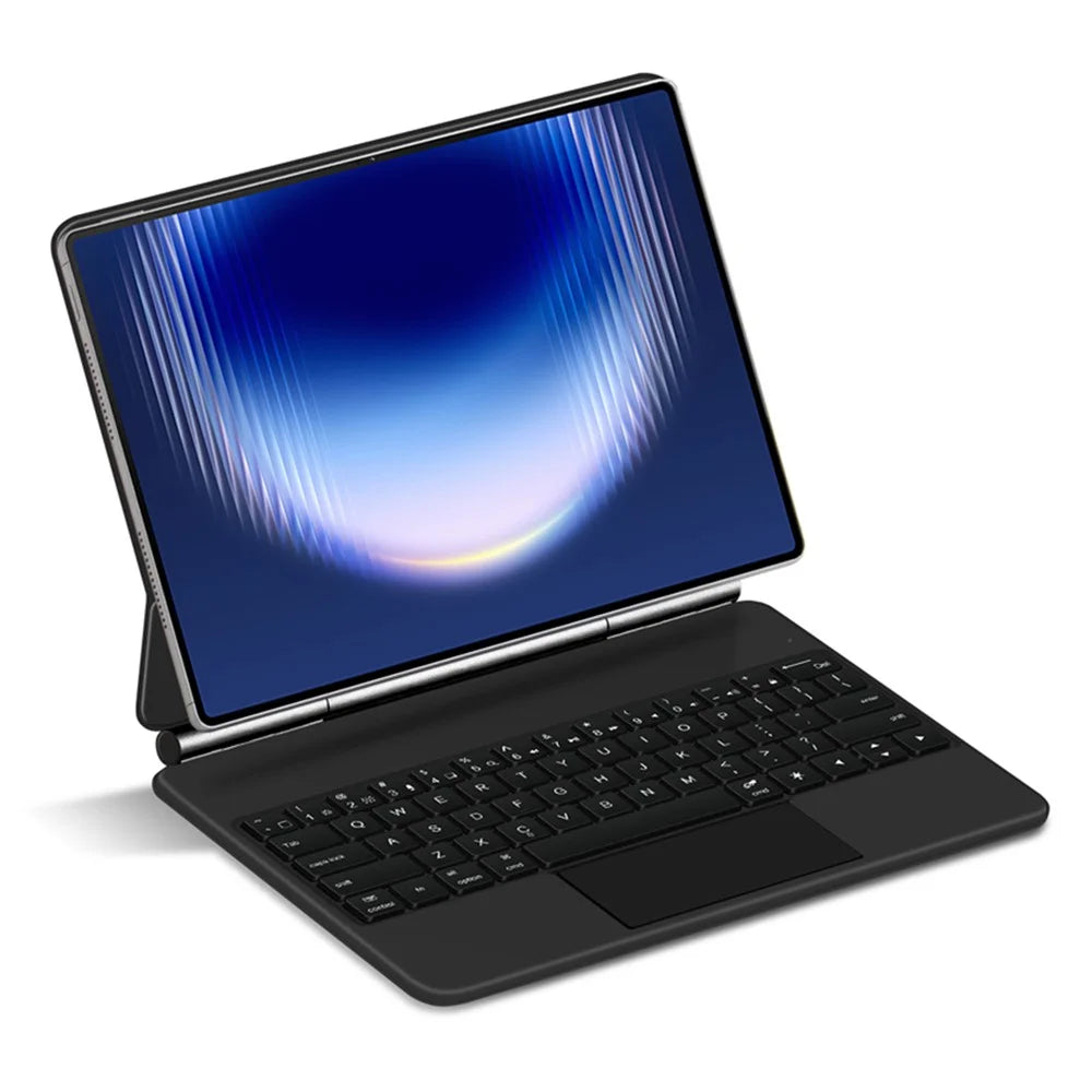 For Huawei MatePad Pro Max Magnetic Floating Bluetooth-Compatible Keyboard (English) + Leather Tablet Case - Black - 2