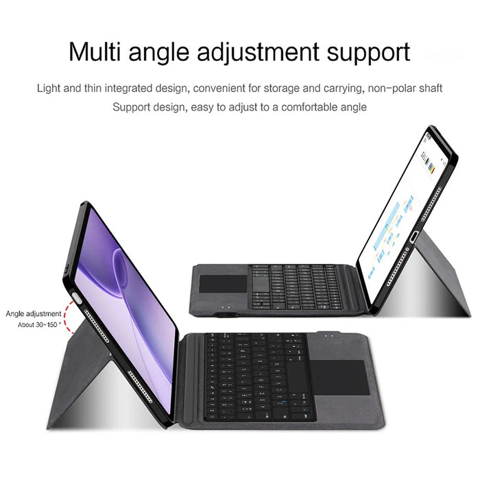 For Oppo Pad 6 Leather Case + Touchpad Bluetooth-Compatible Keyboard (without Backlit) - Black - 4