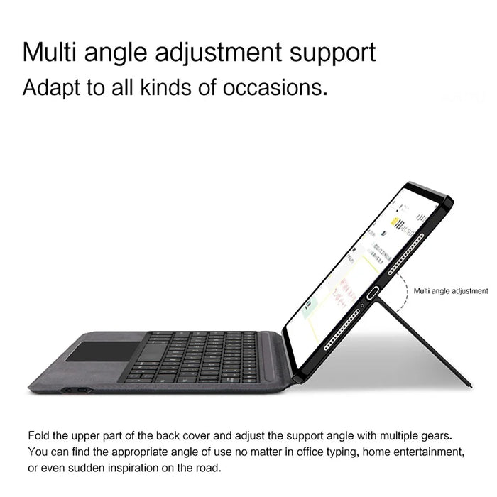 For Oppo Pad 6 Leather Case + Touchpad Bluetooth-Compatible Keyboard (without Backlit) - Black - 6