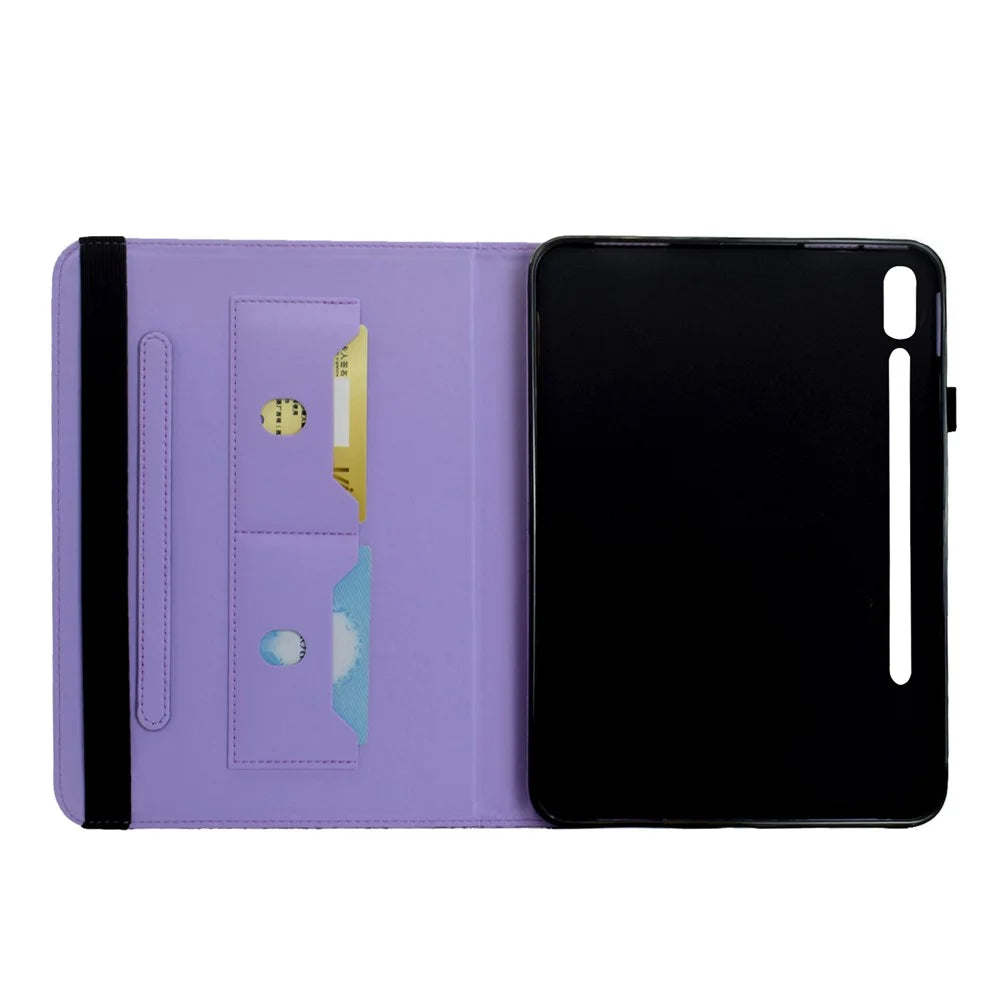 For Samsung Galaxy Tab S9+  /  S9 FE+  /  S10+ Case Butterfly Flower Imrpint Leather Tablet Cover with Rotary Stand Card Holder - Light Purple - 4