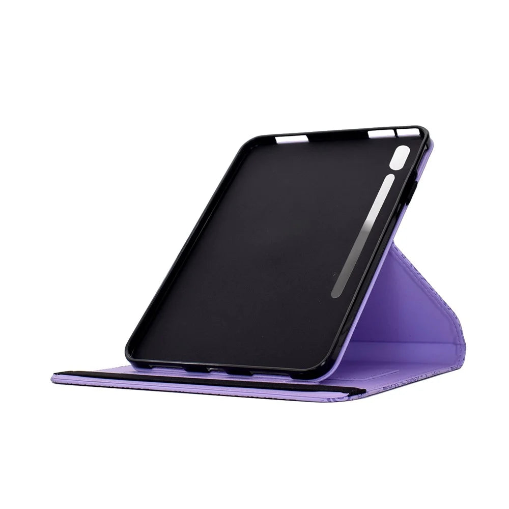 For Samsung Galaxy Tab S9+  /  S9 FE+  /  S10+ Case Butterfly Flower Imrpint Leather Tablet Cover with Rotary Stand Card Holder - Light Purple - 7