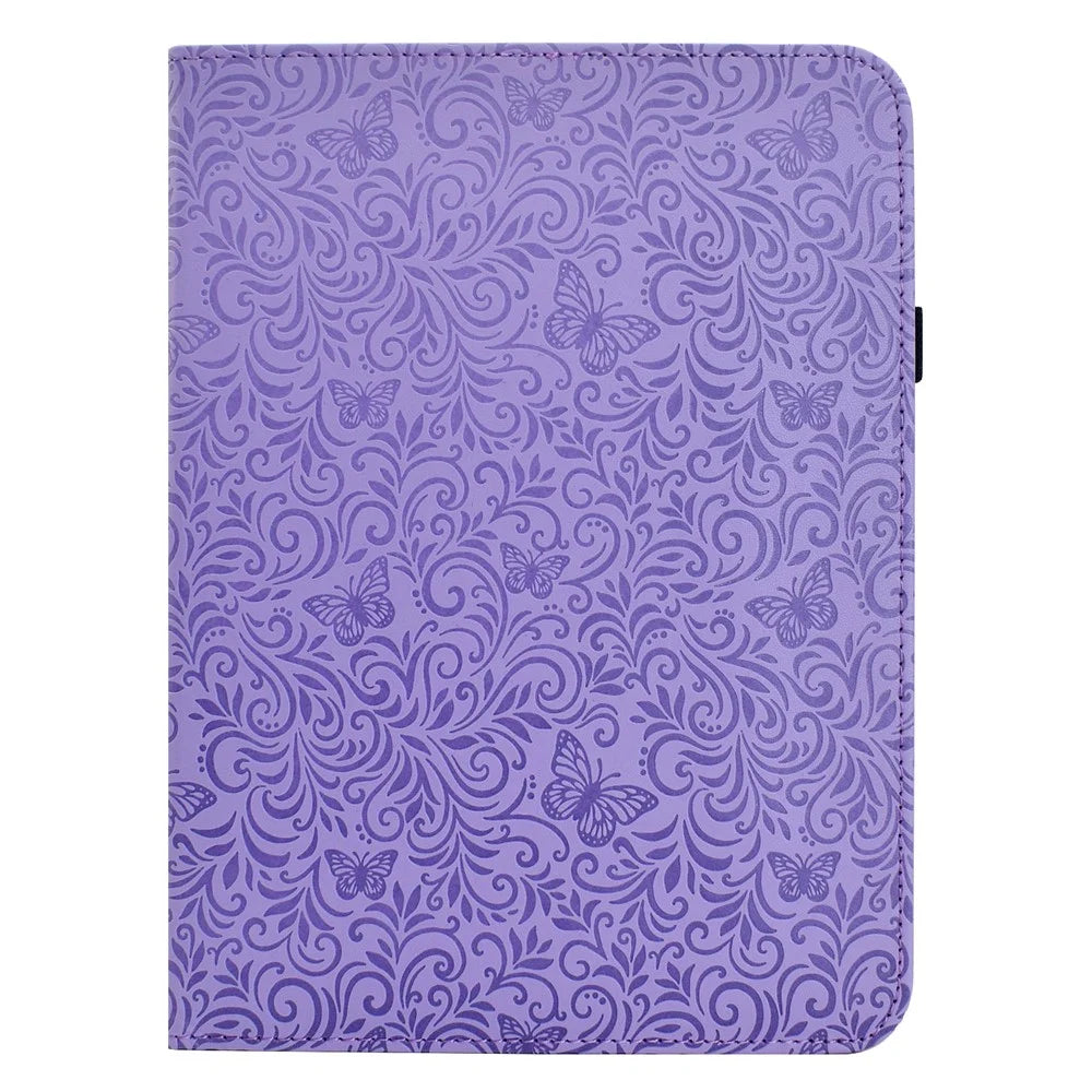 For Samsung Galaxy Tab A9+  /  A11+ Case Butterfly Flower Imrpint Leather Tablet Cover with Rotary Stand Card Holder - Light Purple - 2