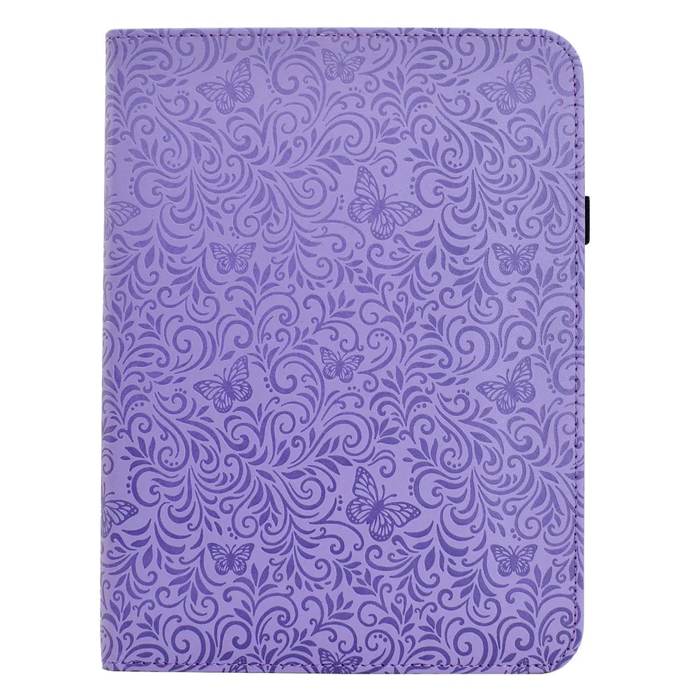 For Samsung Galaxy Tab S11 Case Butterfly Flower Imrpint Leather Tablet Cover with Rotary Stand Card Holder - Light Purple - 2