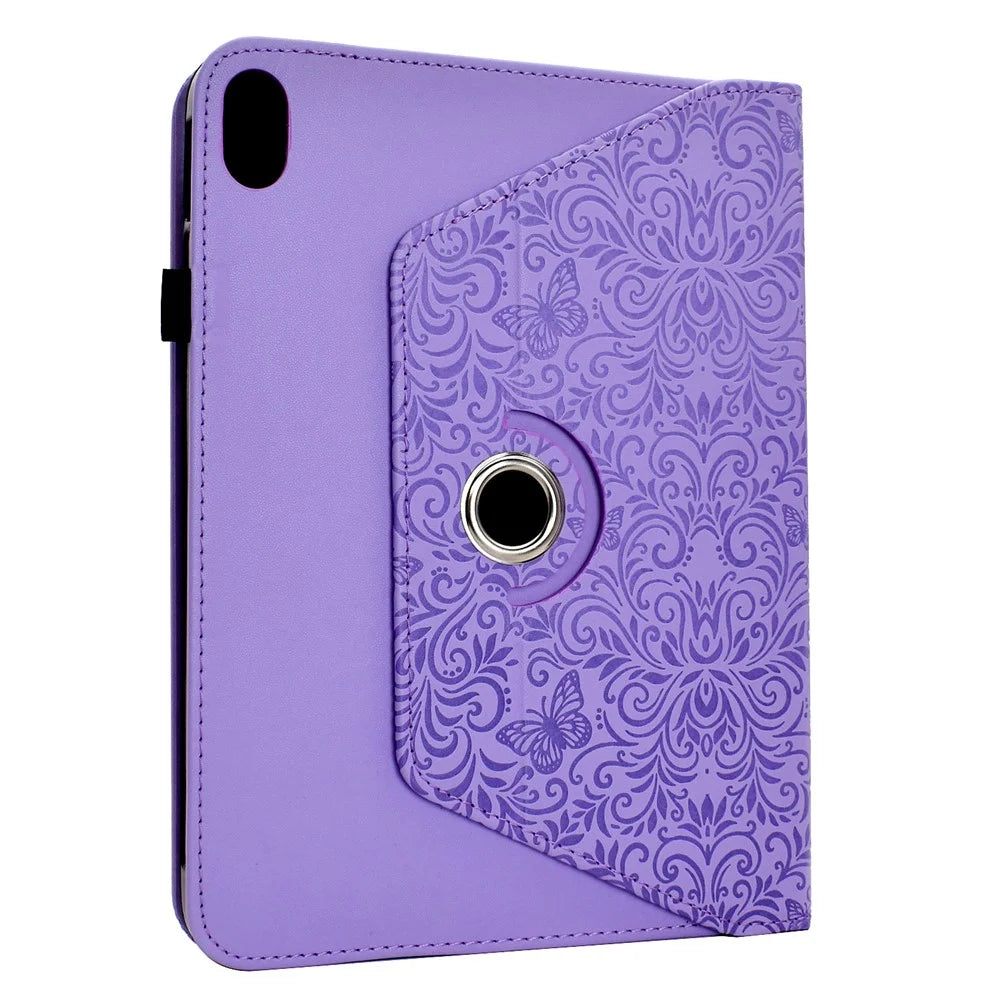 For Samsung Galaxy Tab S11 Case Butterfly Flower Imrpint Leather Tablet Cover with Rotary Stand Card Holder - Light Purple - 3