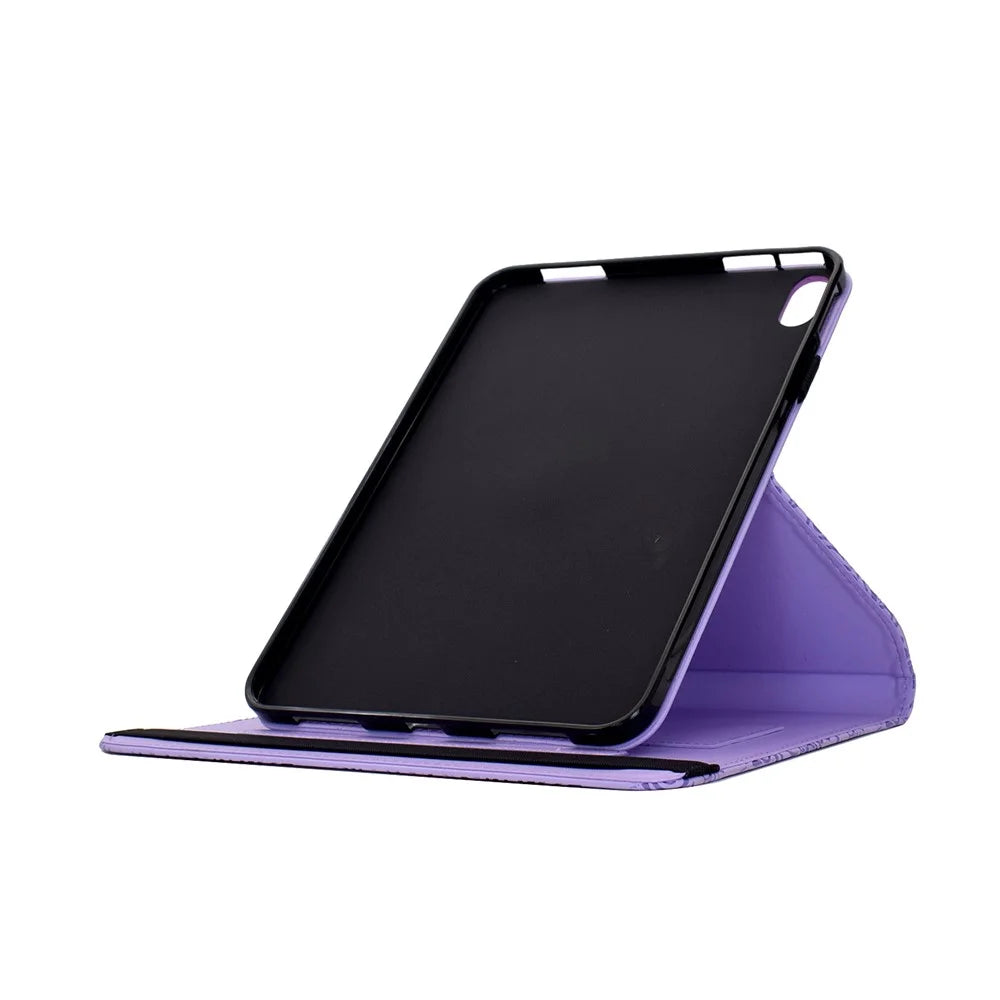 For Samsung Galaxy Tab S11 Case Butterfly Flower Imrpint Leather Tablet Cover with Rotary Stand Card Holder - Light Purple - 7