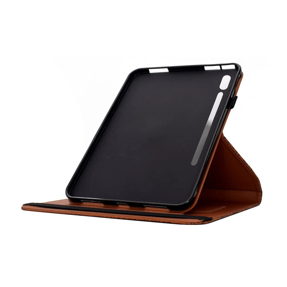 For Samsung Galaxy Tab S10 FE+ Case Butterfly Flower Imrpint Leather Tablet Cover with Rotary Stand Card Holder - Brown - 7