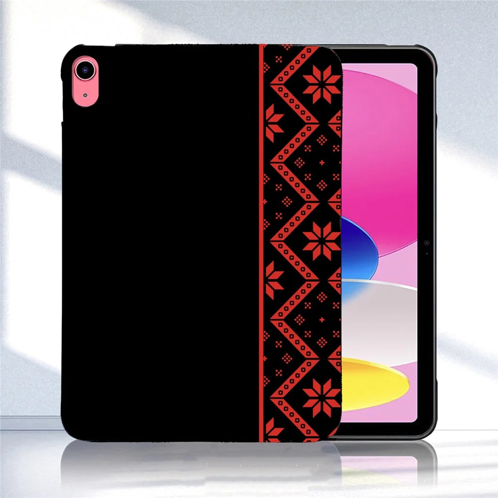For iPad (2025) / iPad 10.9 (2022) Case Pattern Printing Soft TPU Tablet Cover - Red Ethnic Pattern - 2