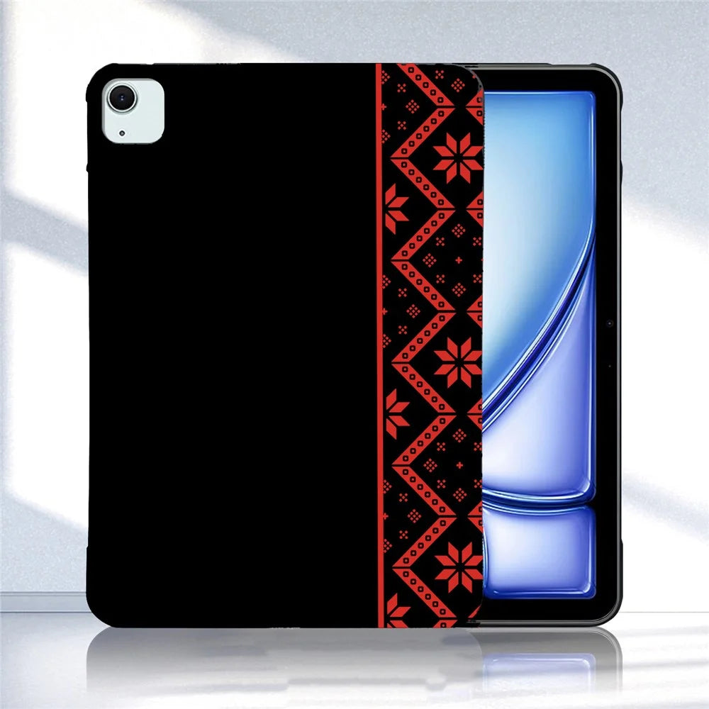 Tablet Case for iPad Air 11 (2026) / (2025) / (2024) / Air (2022) / (2020) Pattern Printing Soft TPU Cover - Red Ethnic Pattern - 2