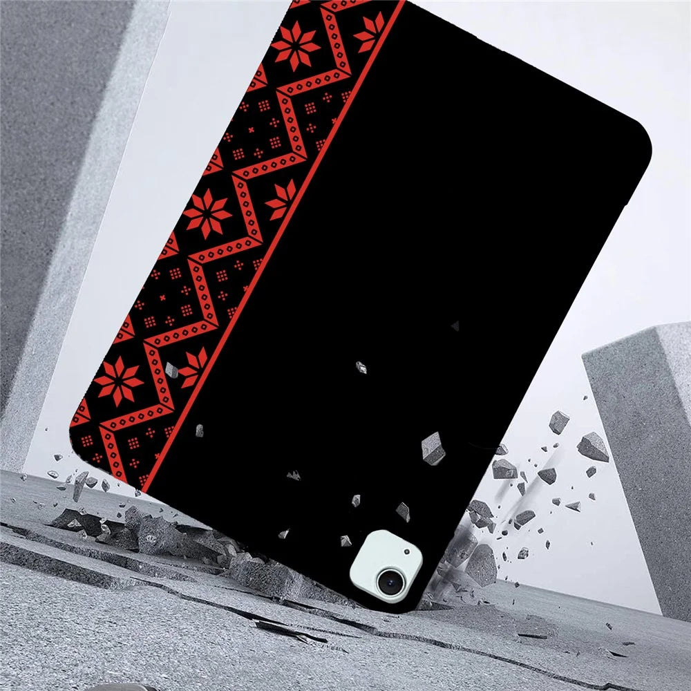 Tablet Case for iPad Air 13 (2026) / (2025) / (2024) / iPad Pro 12.9 (2022) / (2021) / (2020) / (2018) Pattern Printing Soft TPU Cover - Red Ethnic Pattern - 4