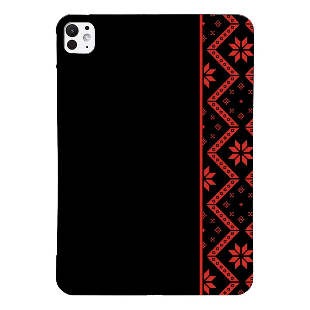For iPad Pro 13 (2025) / (2024) Case Pattern Printing Soft TPU Tablet Cover - Red Ethnic Pattern - 1