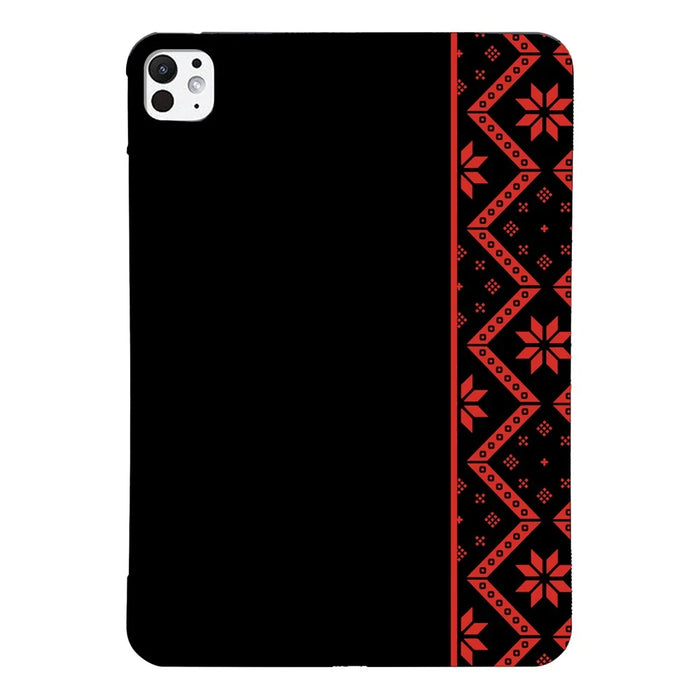 For iPad Pro 13 (2025) / (2024) Case Pattern Printing Soft TPU Tablet Cover - Red Ethnic Pattern - 1