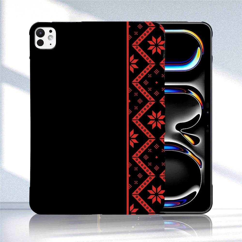 For iPad Pro 11 (2024)  /  11 (2025) Case Pattern Printing Soft TPU Tablet Cover - Red Ethnic Pattern - 2