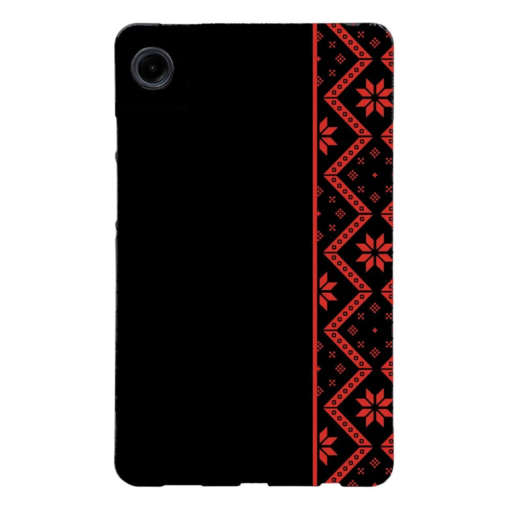 For Samsung Galaxy Tab A9  /  A11 Case Pattern Printing Soft TPU Tablet Cover - Red Ethnic Pattern - 1