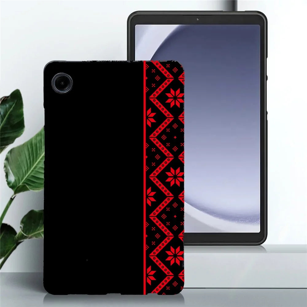 For Samsung Galaxy Tab A9  /  A11 Case Pattern Printing Soft TPU Tablet Cover - Red Ethnic Pattern - 2