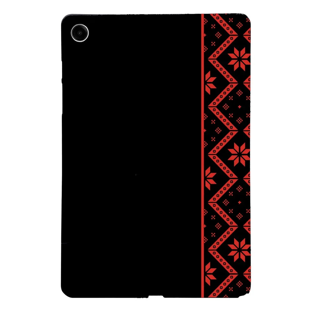 For Samsung Galaxy Tab A9+  /  A11+ Case Pattern Printing Soft TPU Tablet Cover - Red Ethnic Pattern - 1