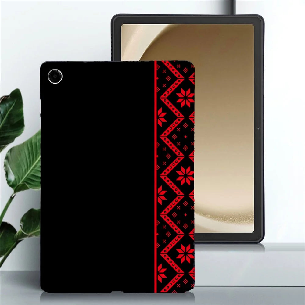 For Samsung Galaxy Tab A9+  /  A11+ Case Pattern Printing Soft TPU Tablet Cover - Red Ethnic Pattern - 2