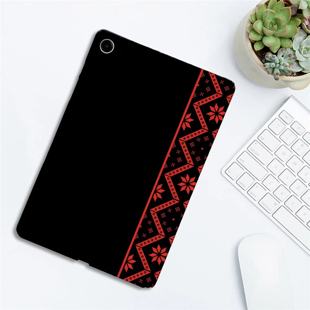 For Samsung Galaxy Tab A9+  /  A11+ Case Pattern Printing Soft TPU Tablet Cover - Red Ethnic Pattern - 3