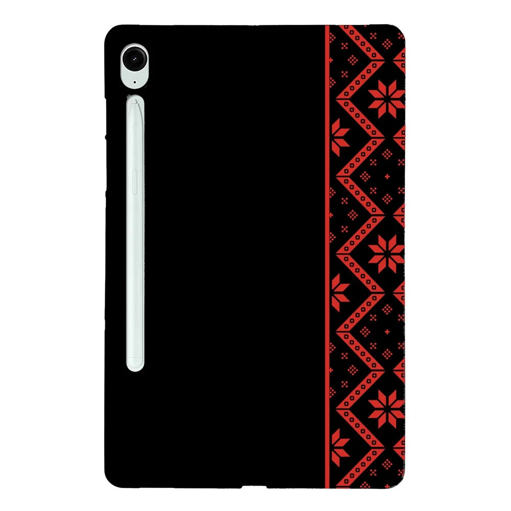 For Samsung Galaxy Tab S10 FE  /  S10 Lite  /  S9  /  S9 FE Case Pattern Printing Soft TPU Tablet Cover - Red Ethnic Pattern - 1