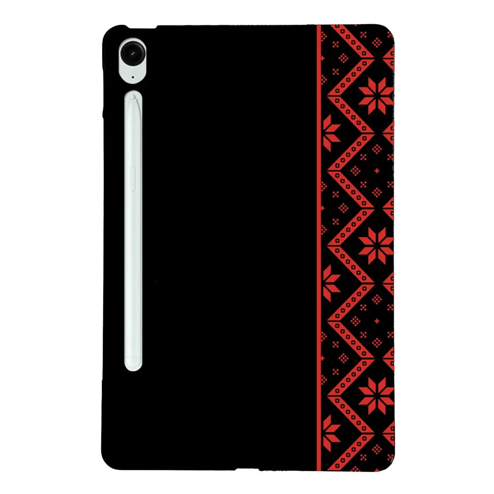 For Samsung Galaxy Tab S10 FE+ Case Pattern Printing Soft TPU Tablet Cover - Red Ethnic Pattern - 1
