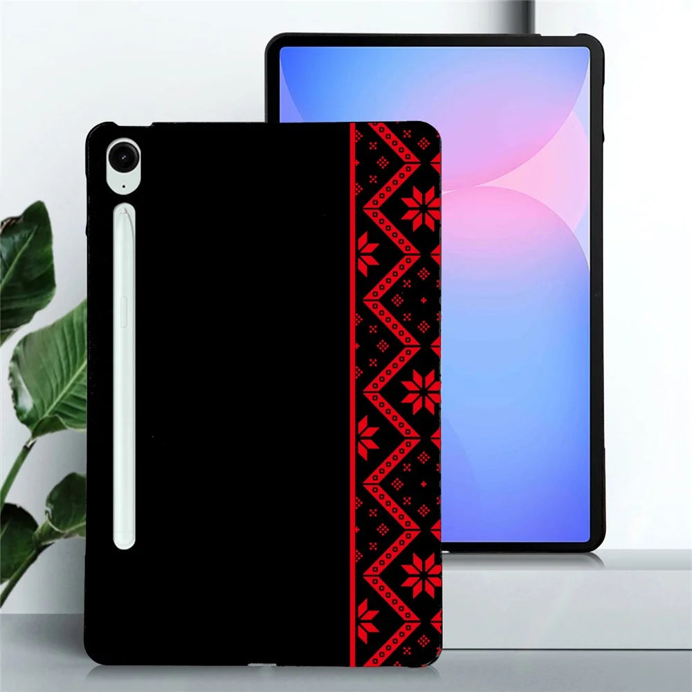 For Samsung Galaxy Tab S10 FE+ Case Pattern Printing Soft TPU Tablet Cover - Red Ethnic Pattern - 2