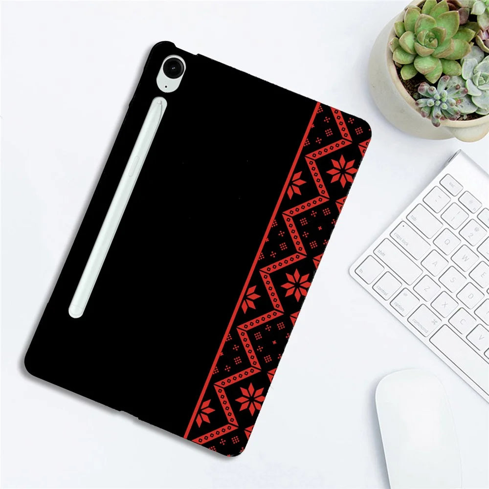 For Samsung Galaxy Tab S10 FE+ Case Pattern Printing Soft TPU Tablet Cover - Red Ethnic Pattern - 3