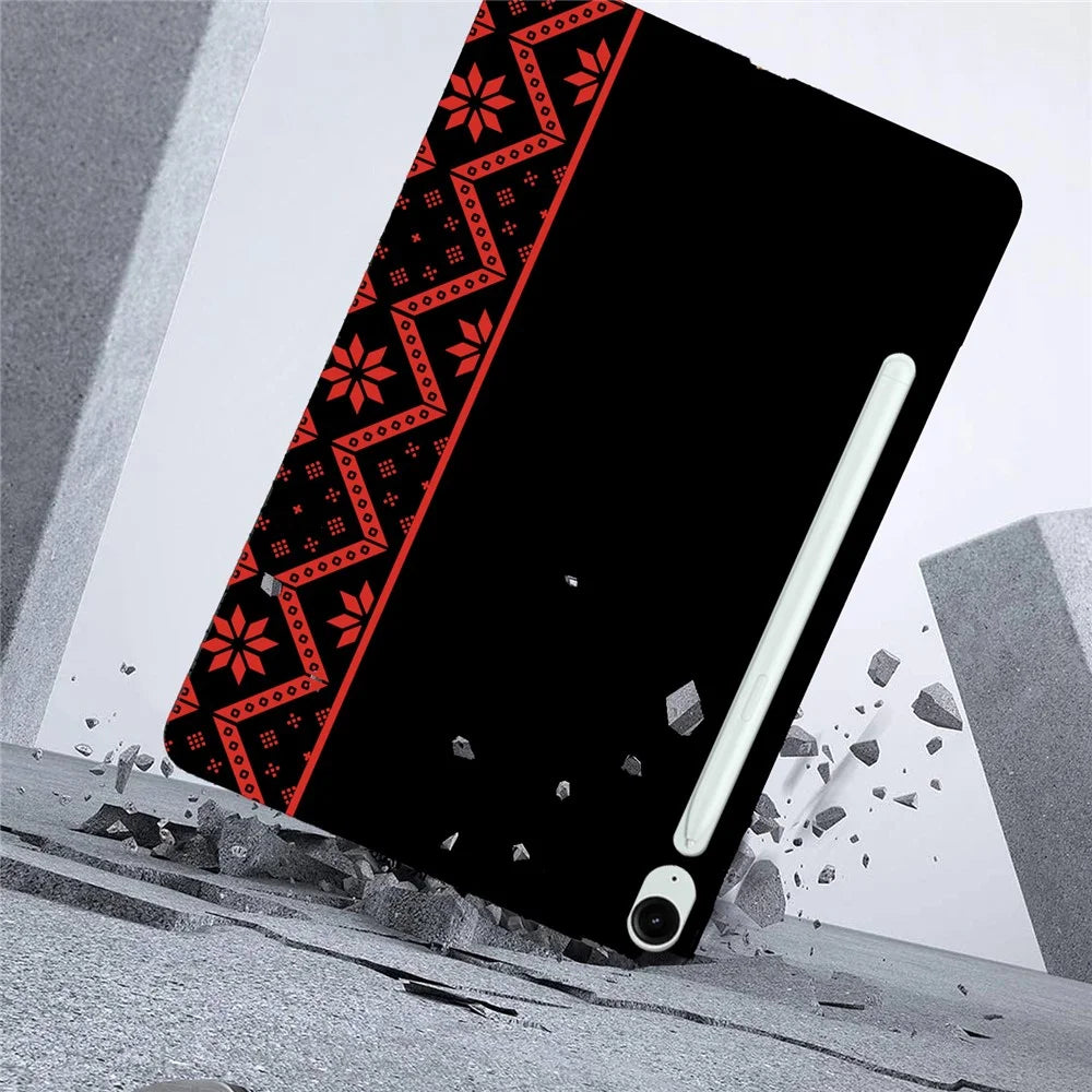 For Samsung Galaxy Tab S10 FE+ Case Pattern Printing Soft TPU Tablet Cover - Red Ethnic Pattern - 4
