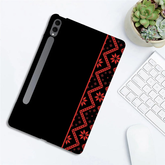 For Samsung Galaxy Tab S11 Ultra  /  S10 Ultra  /  S9 Ultra  /  S8 Ultra Case Pattern Printing Soft TPU Tablet Cover - Red Ethnic Pattern - 3
