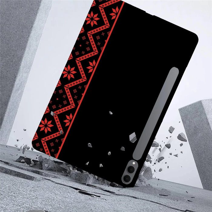 For Samsung Galaxy Tab S11 Ultra  /  S10 Ultra  /  S9 Ultra  /  S8 Ultra Case Pattern Printing Soft TPU Tablet Cover - Red Ethnic Pattern - 4
