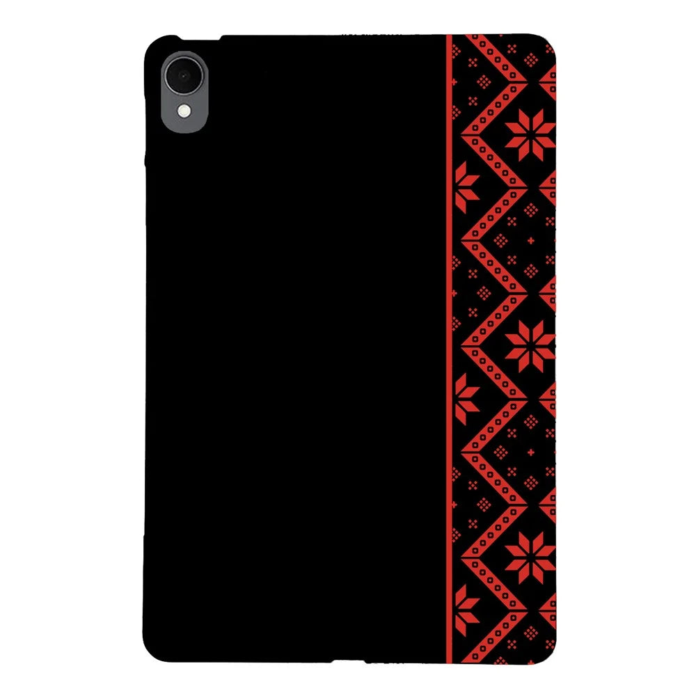 For Samsung Galaxy Tab S11 Case Pattern Printing Soft TPU Tablet Cover - Red Ethnic Pattern - 1