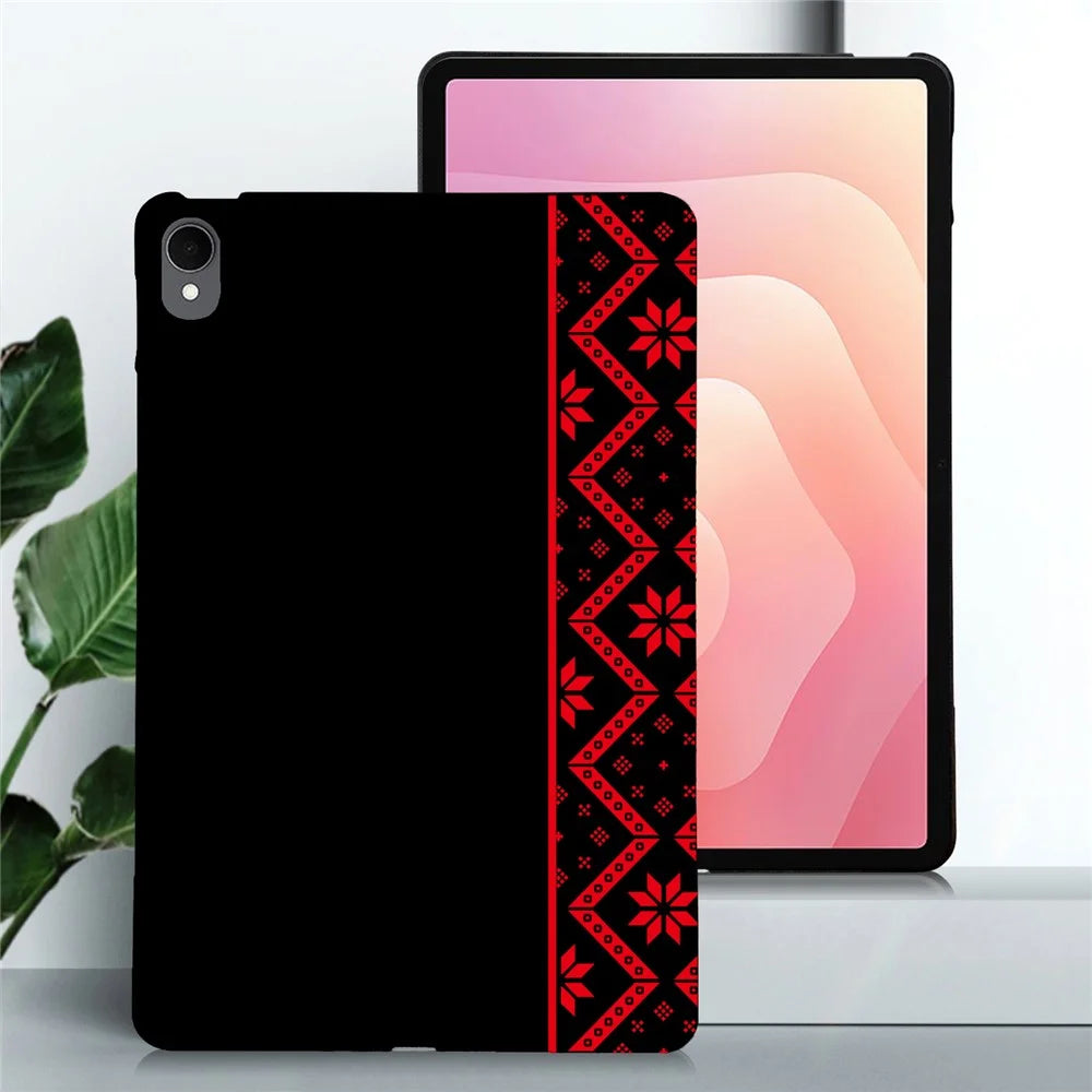 For Samsung Galaxy Tab S11 Case Pattern Printing Soft TPU Tablet Cover - Red Ethnic Pattern - 2