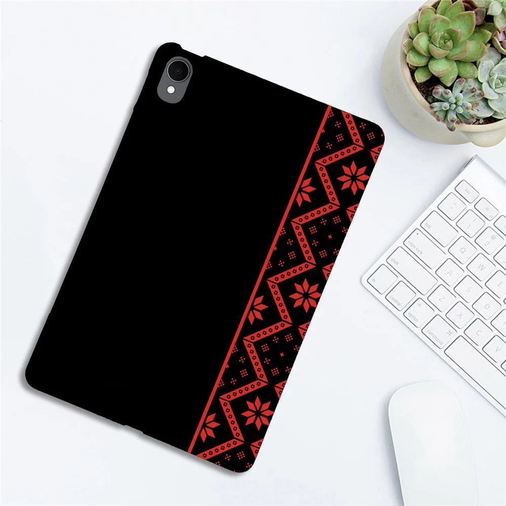 For Samsung Galaxy Tab S11 Case Pattern Printing Soft TPU Tablet Cover - Red Ethnic Pattern - 3
