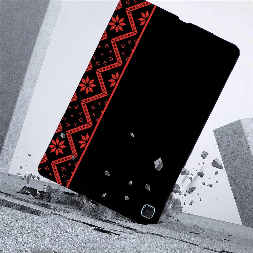 For Samsung Galaxy Tab S6 Lite (2020)  /  S6 Lite (2022)  /  S6 Lite (2024) Case Pattern Printing Soft TPU Tablet Cover - Red Ethnic Pattern - 4