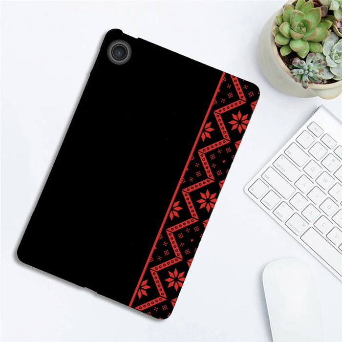 For Lenovo Tab TB311FU Case Pattern Printing Soft TPU Tablet Cover - Red Ethnic Pattern - 3