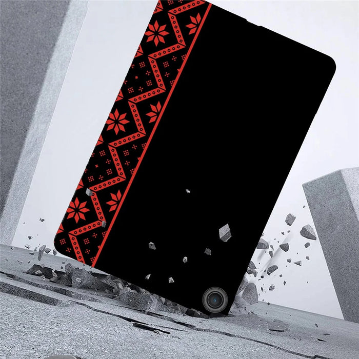 For Lenovo Tab TB311FU Case Pattern Printing Soft TPU Tablet Cover - Red Ethnic Pattern - 4