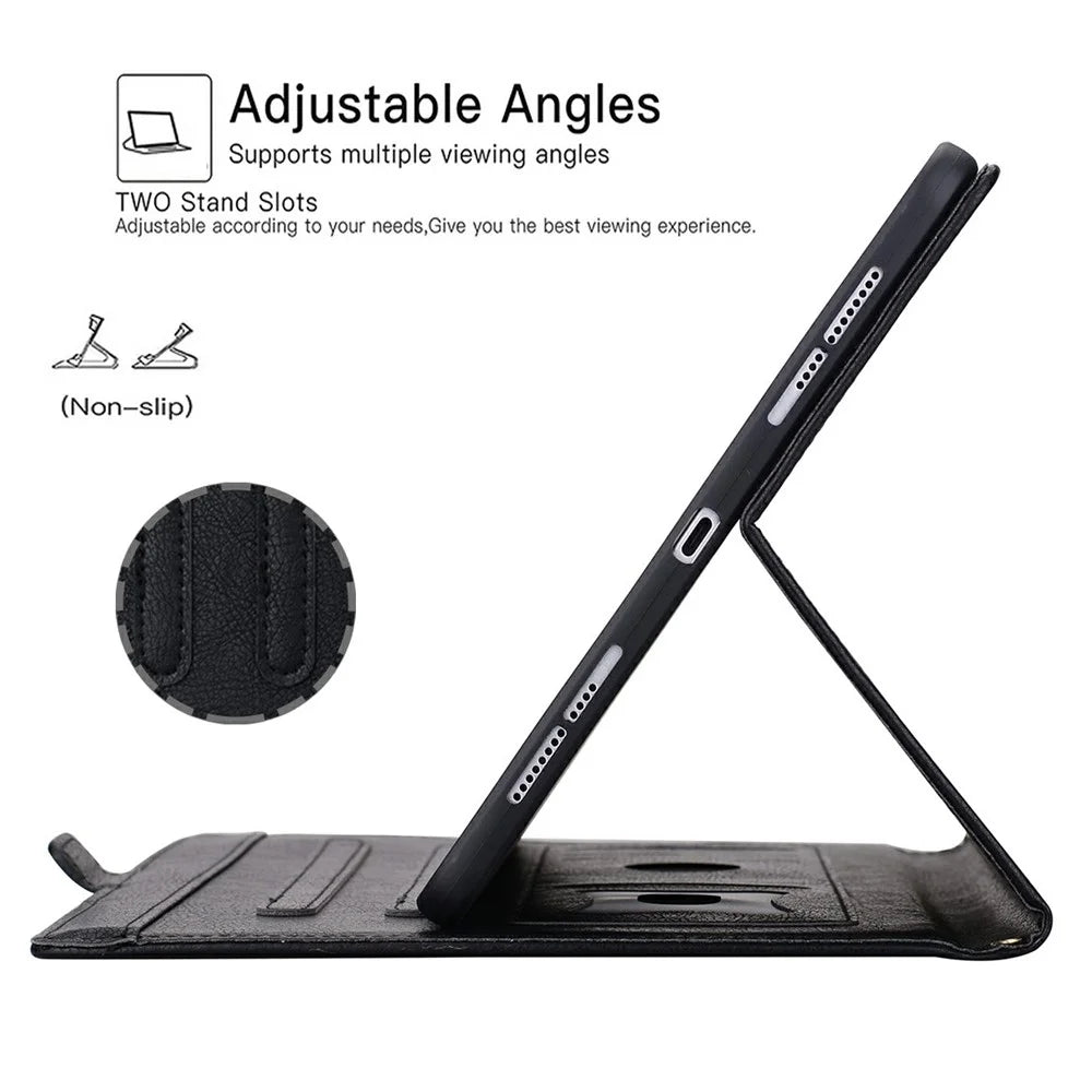 For Samsung Galaxy Tab S9 FE  /  Tab S10 FE  /  Tab S10 Lite Case Front Pocket Business Leather Tablet Cover with Card Holder Stand - Black - 7