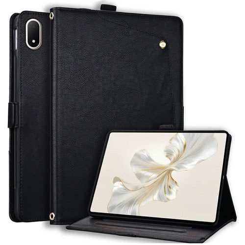 For Oppo Pad 4 Pro  /  Pad 5 Pro  /  OnePlus Pad 4  /  Pad 2 Pro  /  Pad 3  /  Pad 3 Pro Case Front Pocket Business Leather Tablet Cover with Card Holder Stand - Black - 1