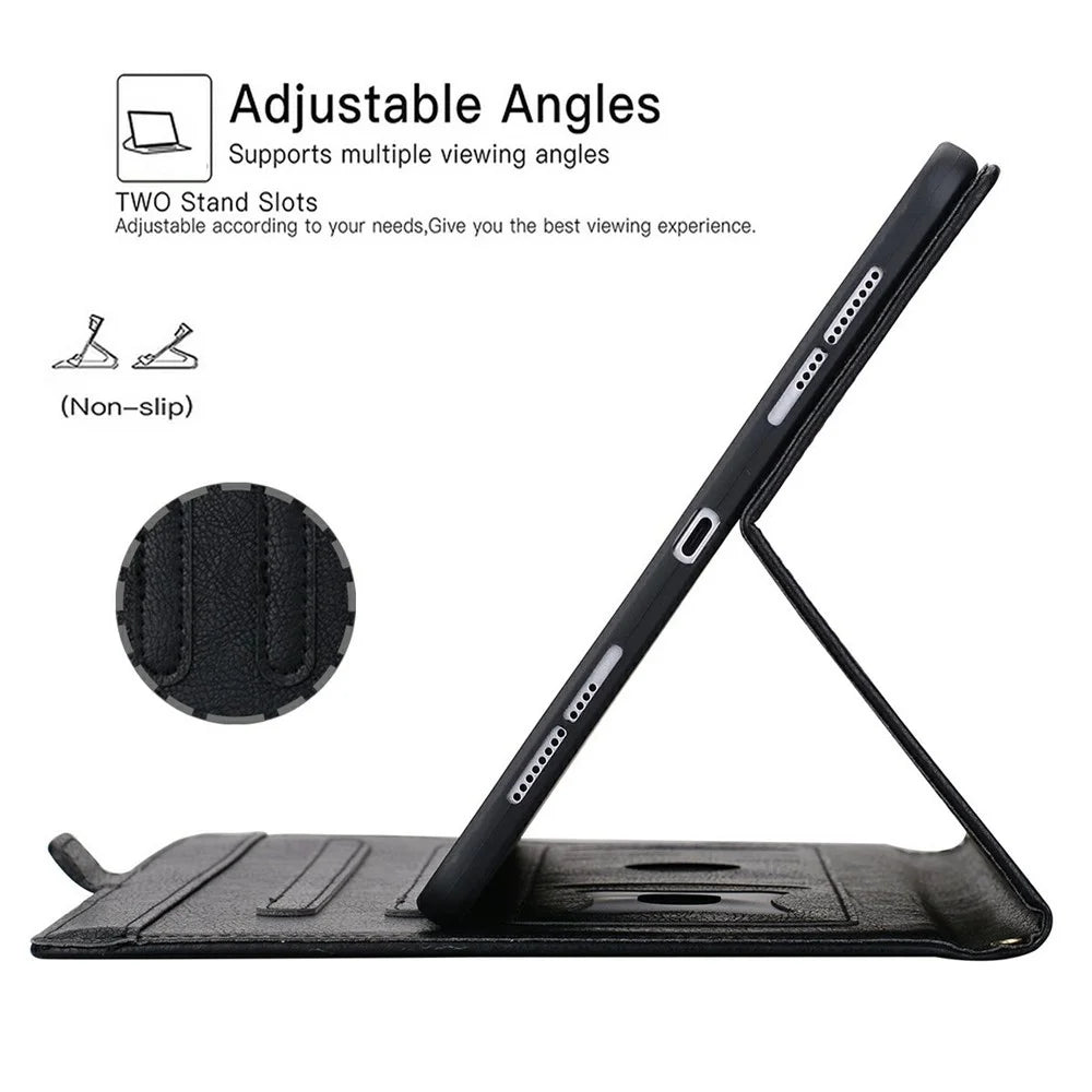 For iPad Pro 11 (2024)  /  (2025) Case Front Pocket Business Leather Tablet Cover with Card Holder Stand - Black - 7