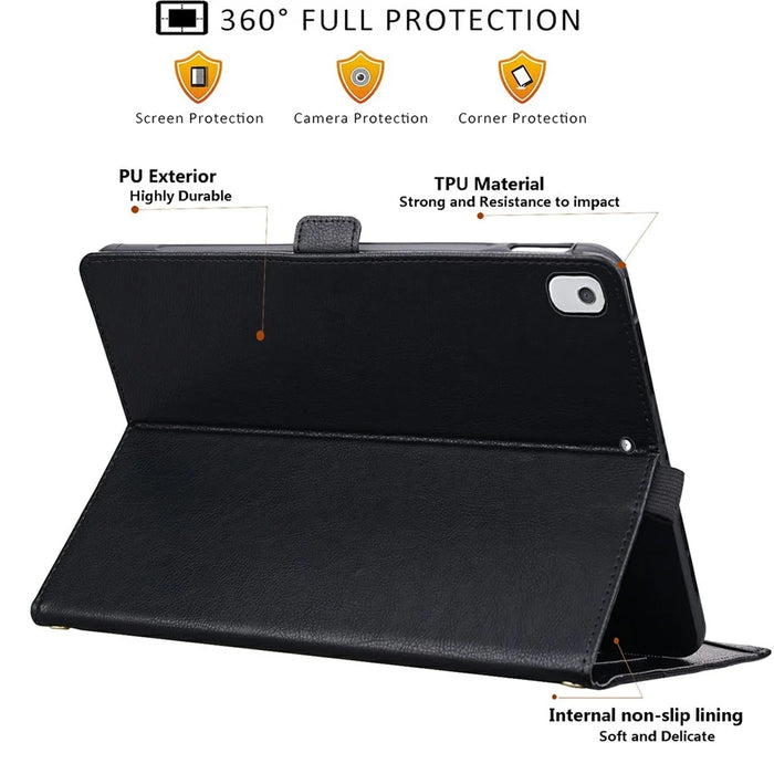 For iPad 10.2 (2021)  /  (2020)  /  (2019)  /  Air 10.5 inch (2019) Case Front Pocket Business Leather Tablet Cover with Card Holder Stand - Black - 3