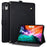 For iPad mini (2021)  /  (2024) Case Front Pocket Business Leather Tablet Cover with Card Holder Stand - Black - 1