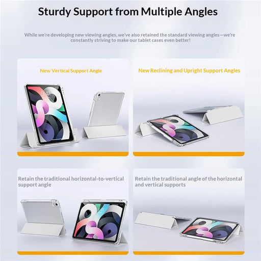 For iPad (2025) / iPad 10.9 (2022) Case TPU + PC Pen Slot Clear Tablet Cover with Detachable Flip Cover Stand - White - 2