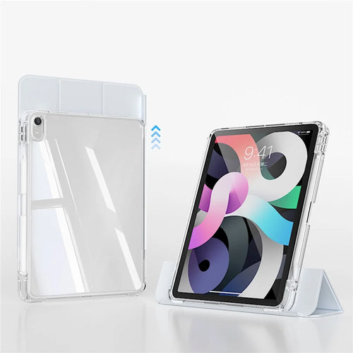 Clear Case for iPad Air 11 (2026) / (2025) / (2024) / iPad Air (2022) / (2020) TPU + PC Pen Slot Tablet Cover with Detachable Flip Cover Stand - White - 1