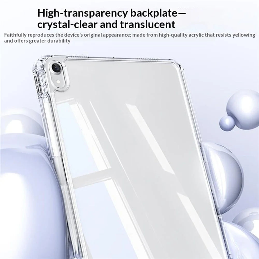 Clear Case for iPad Air 11 (2026) / (2025) / (2024) / iPad Air (2022) / (2020) TPU + PC Pen Slot Tablet Cover with Detachable Flip Cover Stand - White - 5