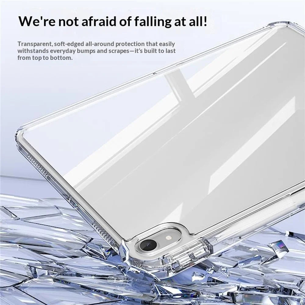 Clear Case for iPad Air 11 (2026) / (2025) / (2024) / iPad Air (2022) / (2020) TPU + PC Pen Slot Tablet Cover with Detachable Flip Cover Stand - White - 6