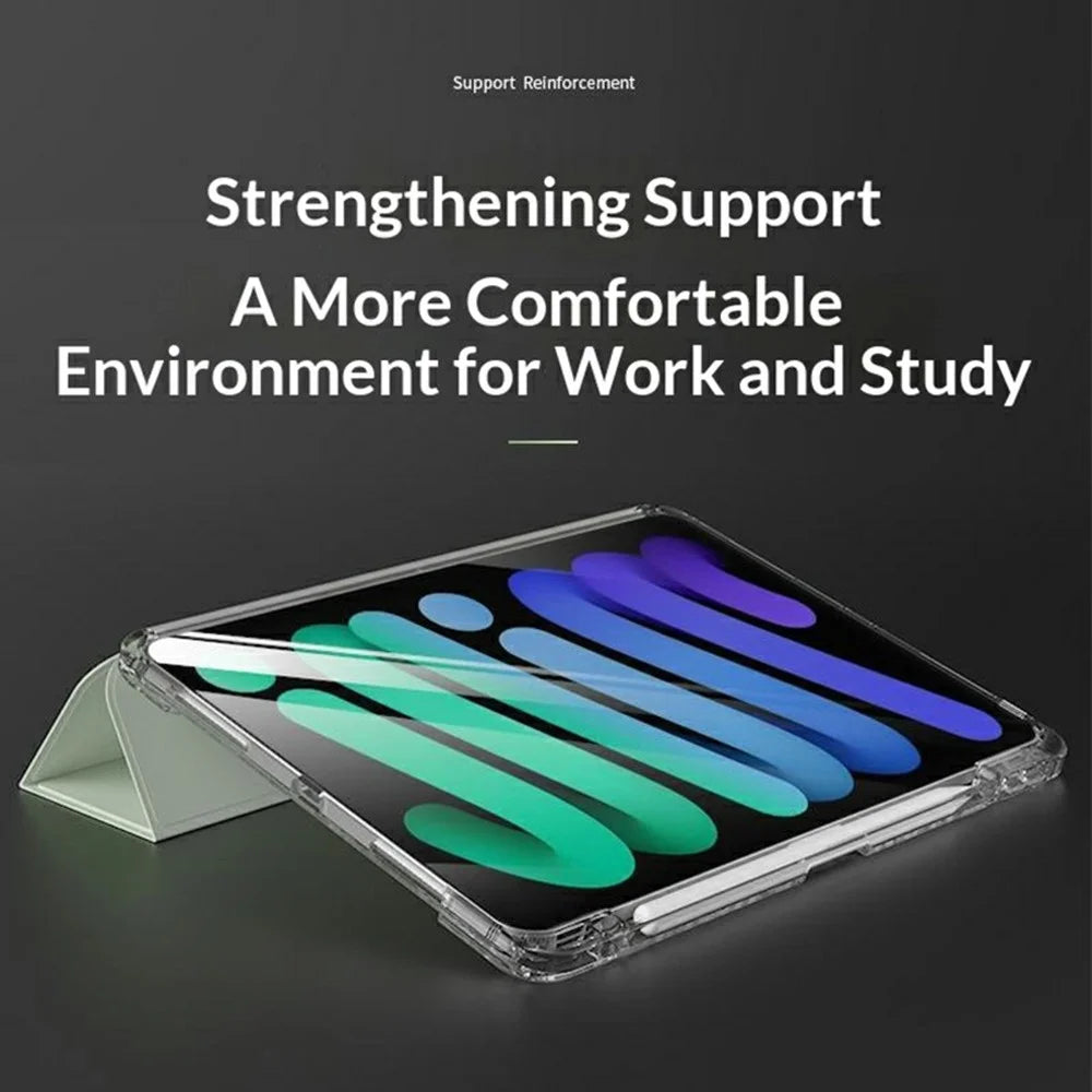 For iPad Pro 11 (2024)  /  Pro 11 (2025) Case TPU + PC Pen Slot Clear Tablet Cover with Detachable Flip Cover Stand - Green - 3