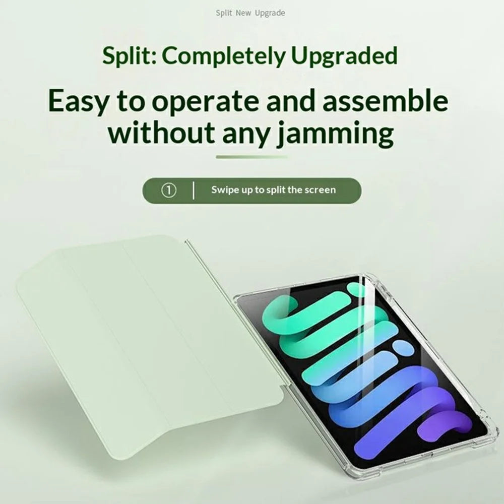 For iPad Pro 11 (2024)  /  Pro 11 (2025) Case TPU + PC Pen Slot Clear Tablet Cover with Detachable Flip Cover Stand - Green - 4